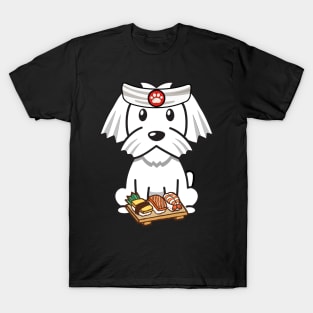 Funny white dog is a sushi chef T-Shirt